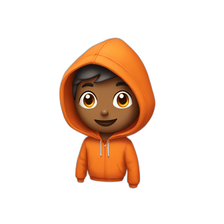 A cartoon character wearing an orange hoodie emoji