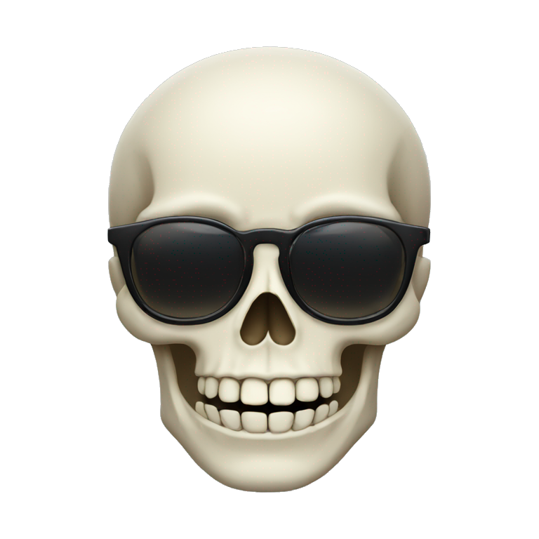 Skeleton face with dank smile and black glasses emoji