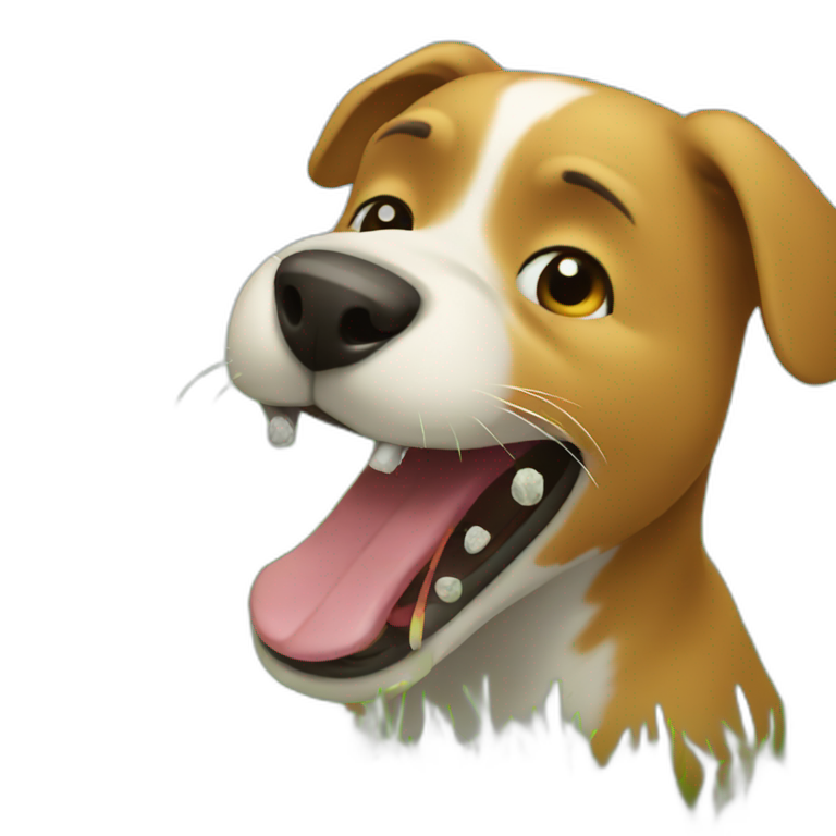 dog eating grass, grass in mouth emoji