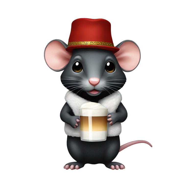 Black rat in a white Russian ushanka hat emoji