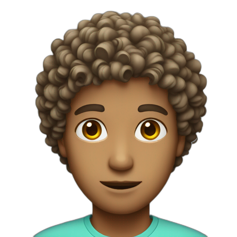 Guy with curly hair and pink eyes  emoji