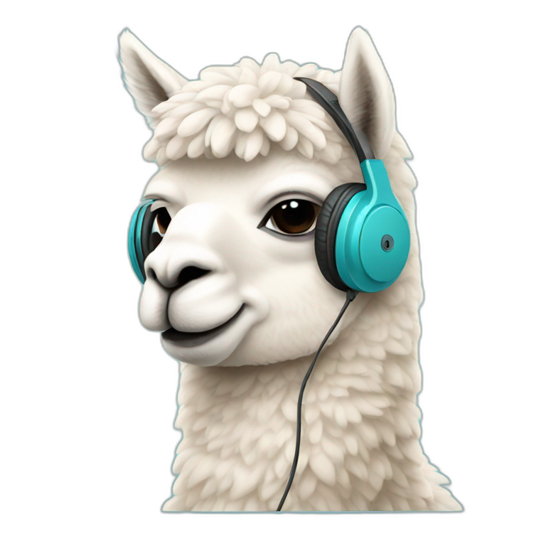 alpaca wearing headphones emoji
