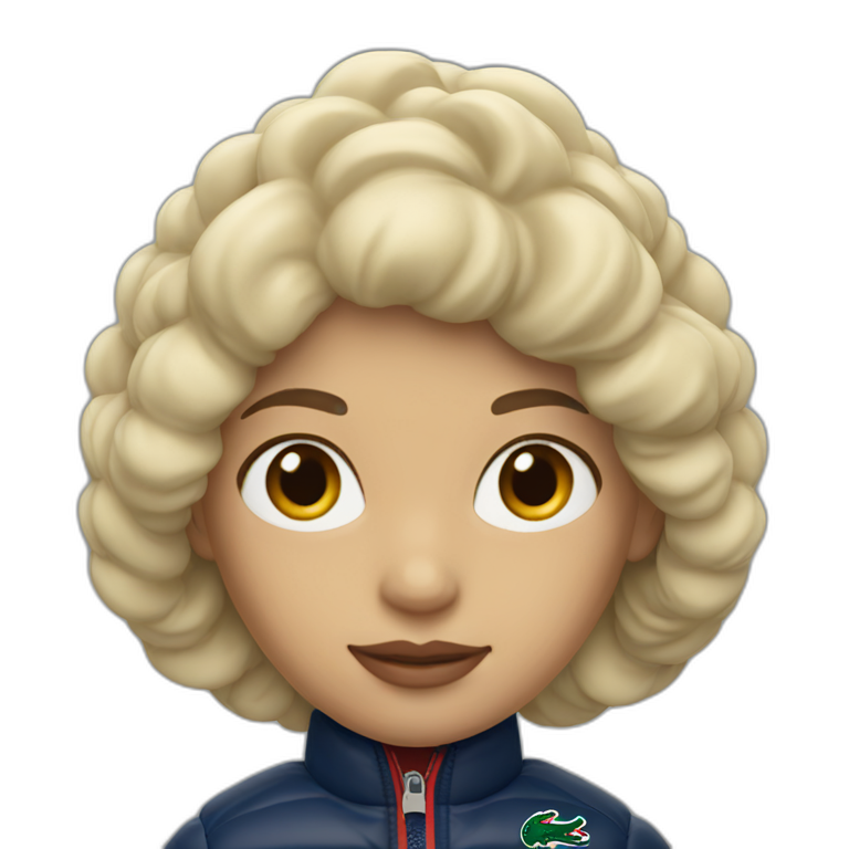 blond latina woman using Lacoste puffer jacket emoji