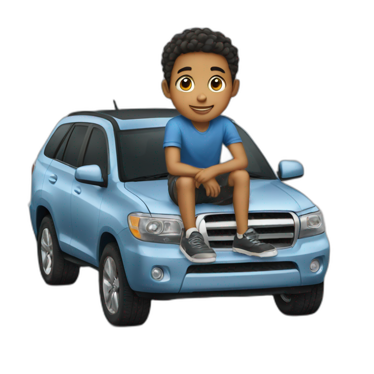 A boy on the car emoji