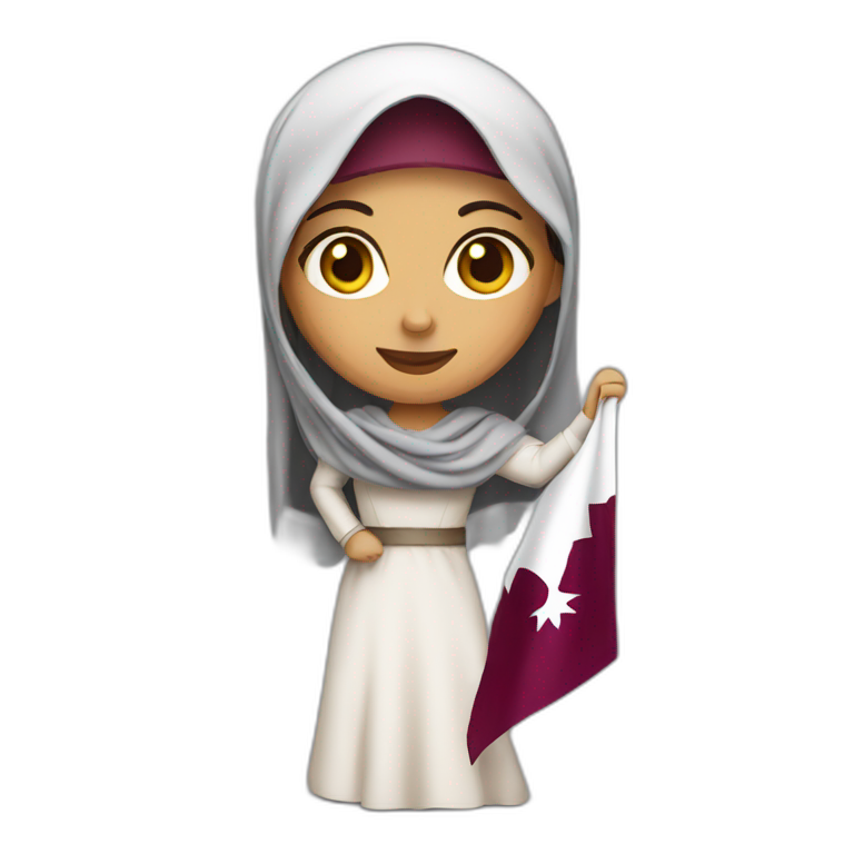 Arabic women holding Qatar flag emoji