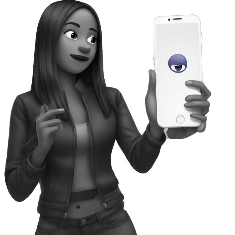 girl taking selfie with phone emoji
