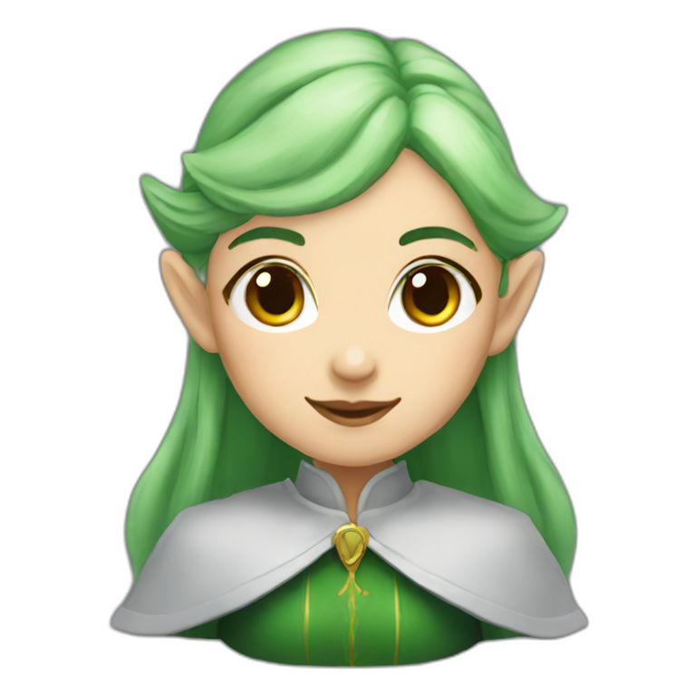 An elf cleric girl with green hair emoji