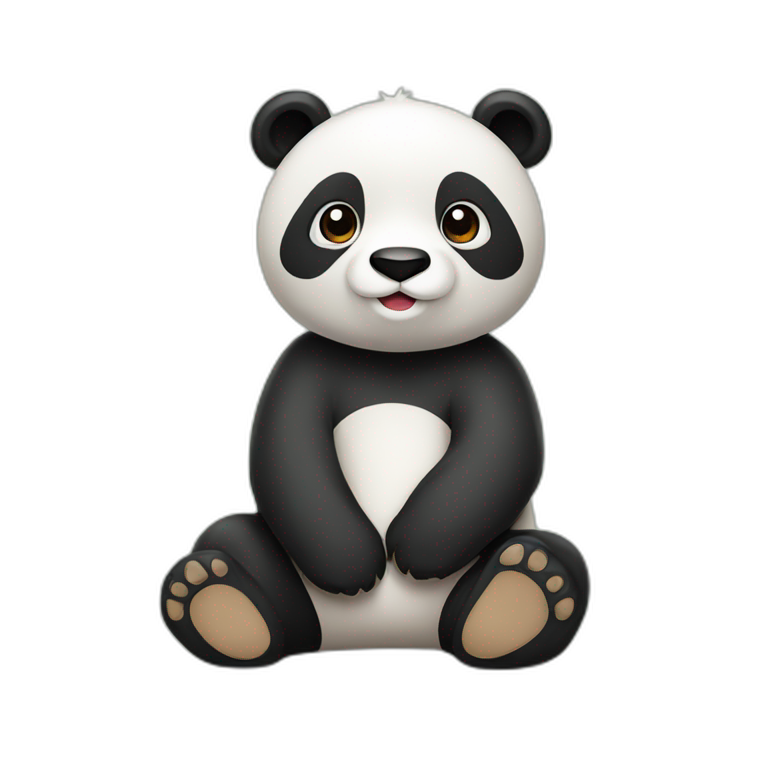 Panda tierno sentado jugando emoji