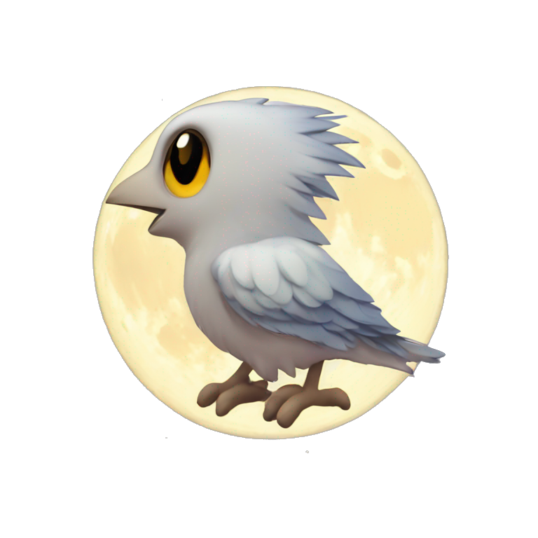 "bird under moon with pokemon" emoji