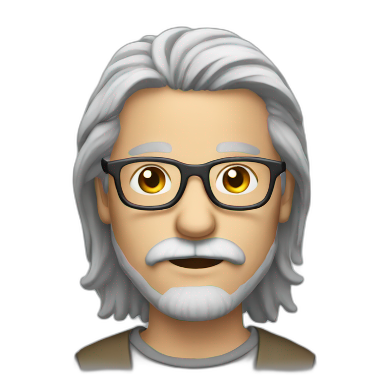 man long grey hair with glasses beard and moustache emoji