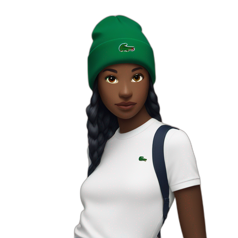 Black girl lacoste beanie with lacoste emoji