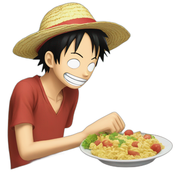 Luffy thiking about food emoji