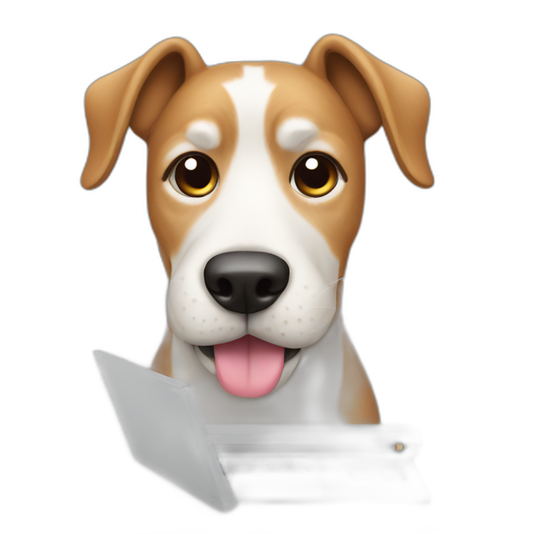 Dog using computer emoji