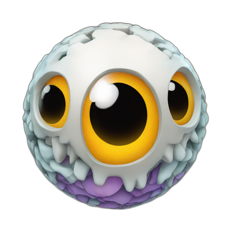 3d sphere with a cartoon colorful repeater Skeleton Horse skin texture with dragon eyes emoji