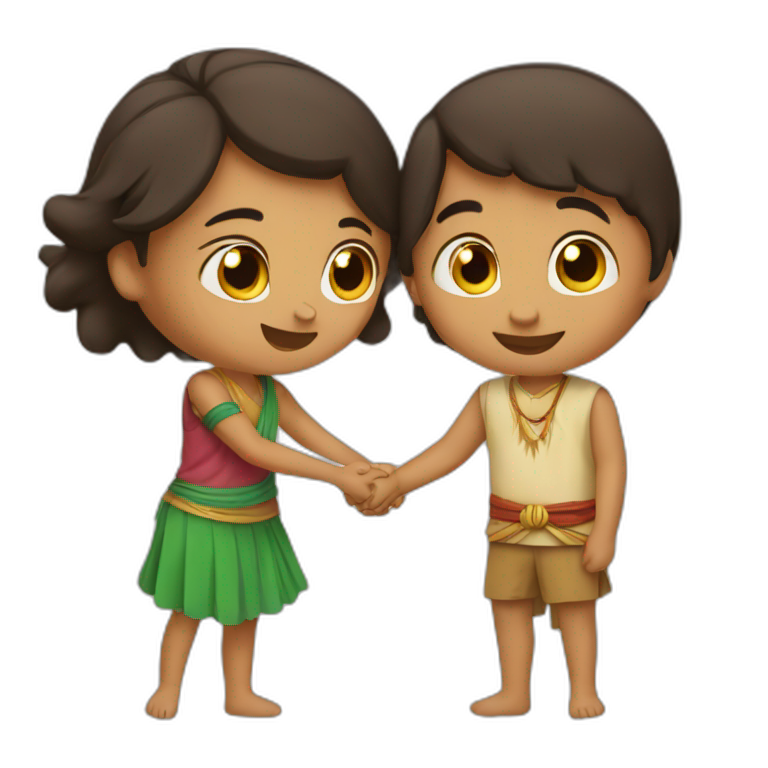 Indian boy and girl hug love emoji