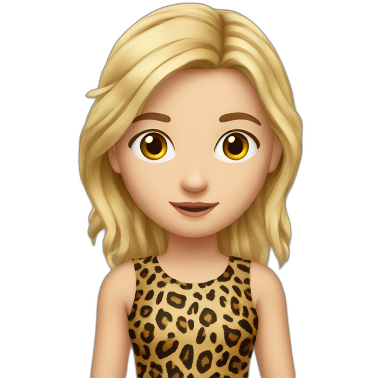 European girl in leopard leggings emoji