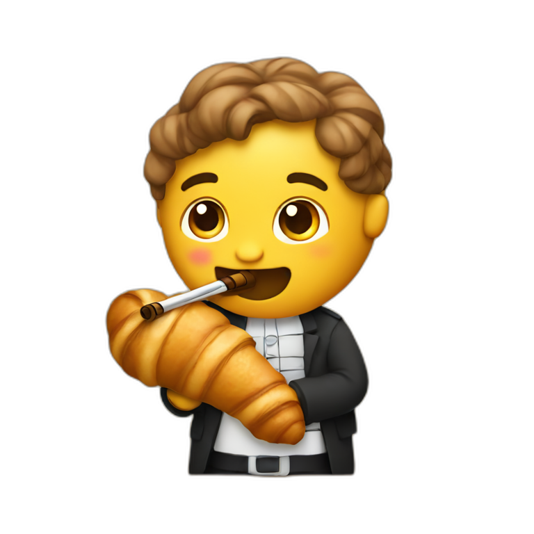 A croissant playing flute emoji