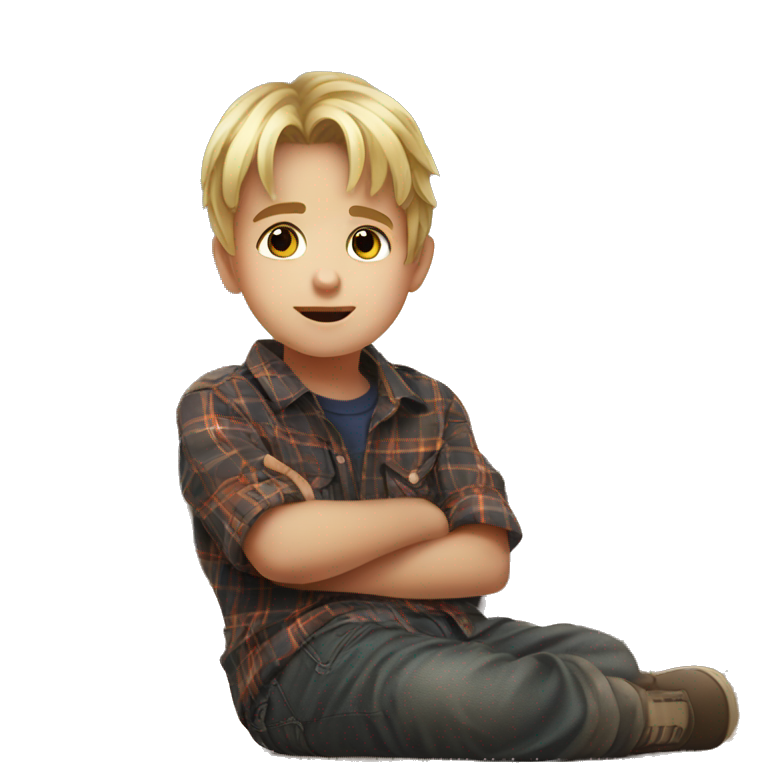 adorable blonde boy in plaid emoji