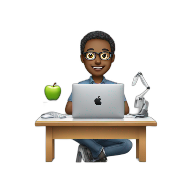 Computer engineer on desk with laptop Apple MacBook Pro  emoji