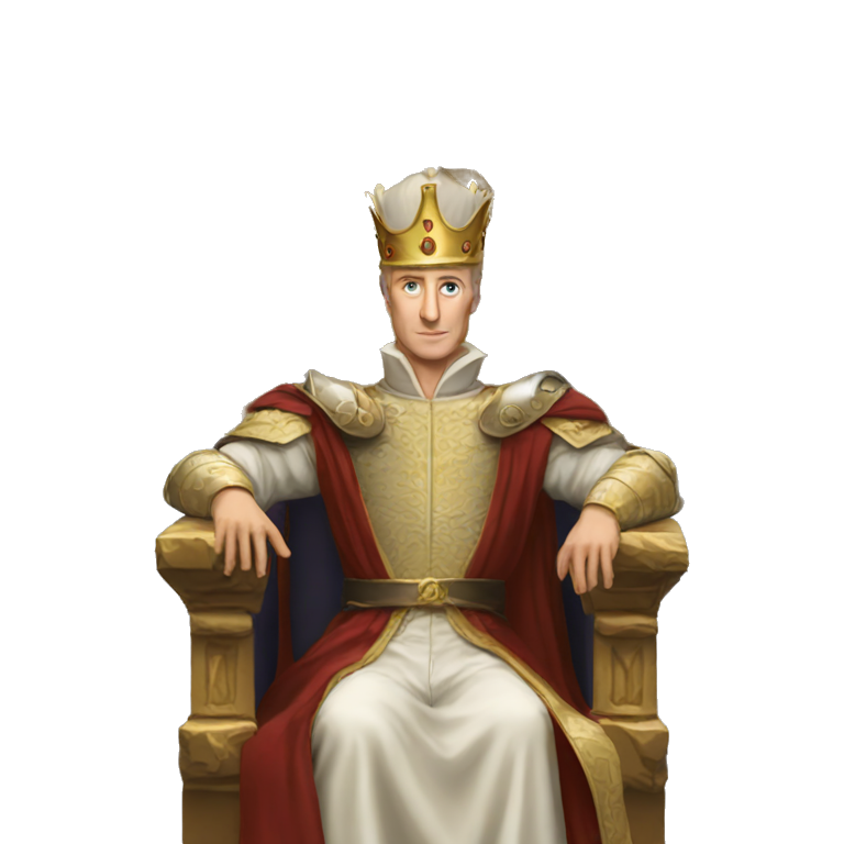 king baldwin IV raising his hand  on throne emoji
