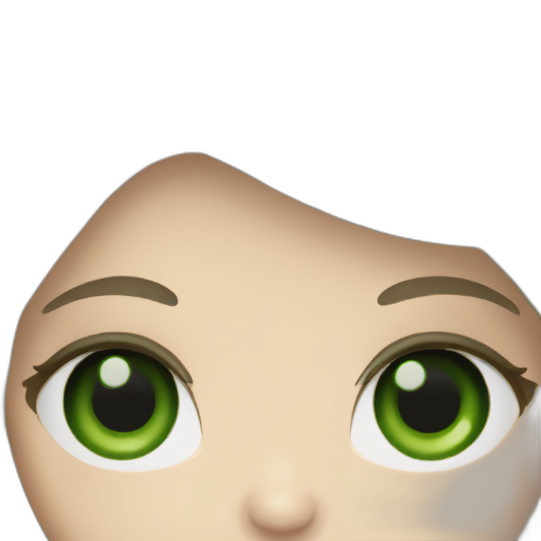 White girl with Green eyes and long dark hair emoji