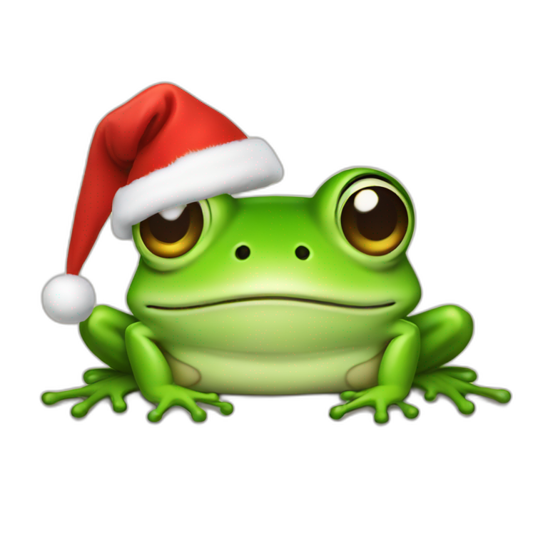 Frog with Christmas hat emoji