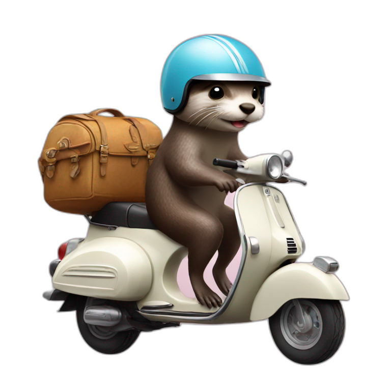 otter riding a vespa wearing helmet emoji