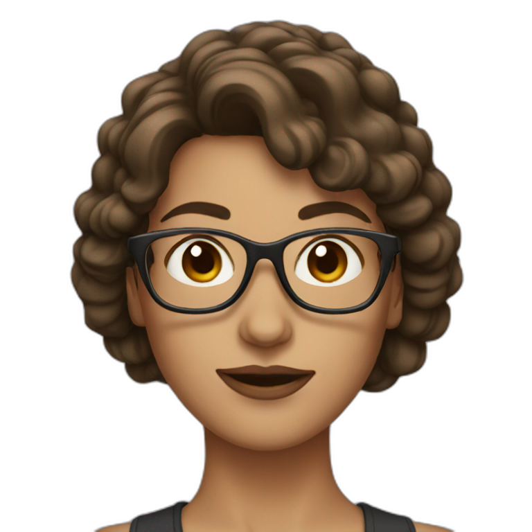 Woman with brown hair and glasses emoji