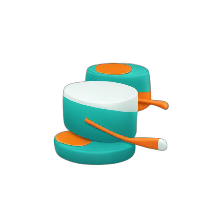 Orange teal hockey puck emoji