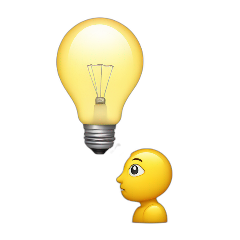 a person thinking with bulb emoji