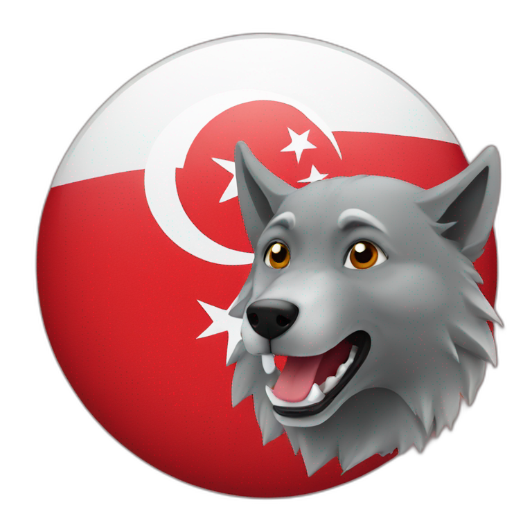 Turkish flag with a wolf emoji