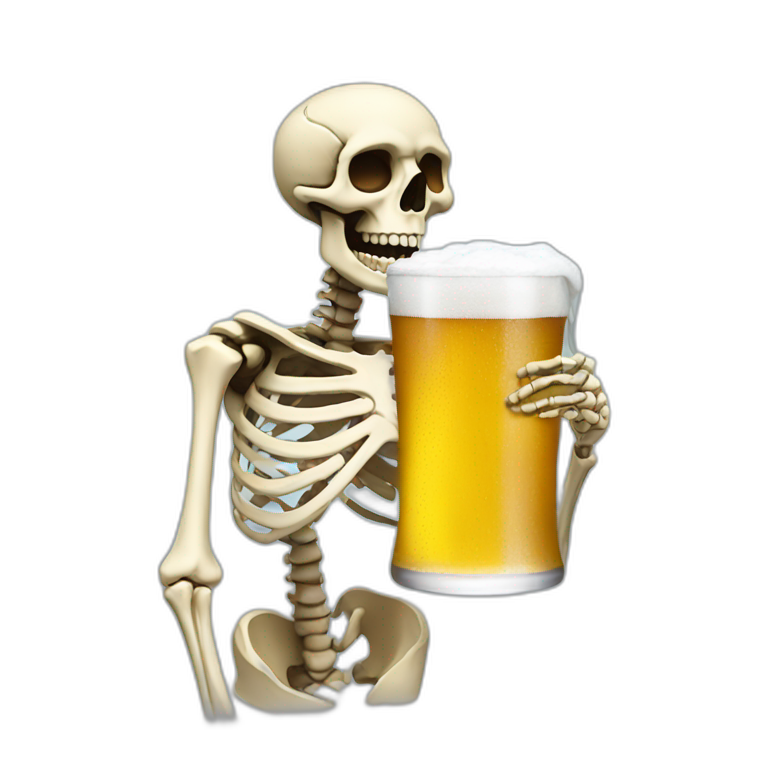 Skeleton drink a beer emoji