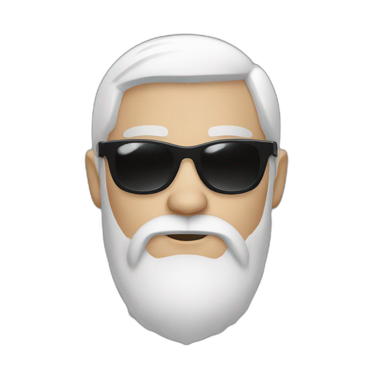 white person with black sunglasses and dark brown hair goat beard emoji