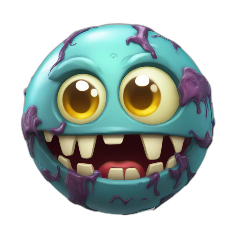 3d sphere with a cartoon sincere conduit Zombie skin texture with feminine eyes emoji
