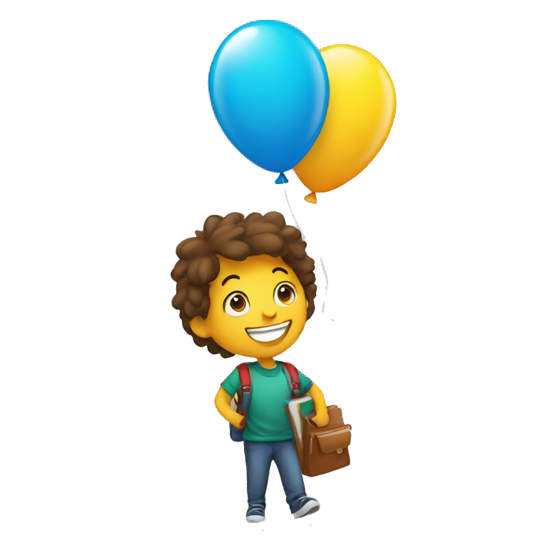 happy student with balloon emoji
