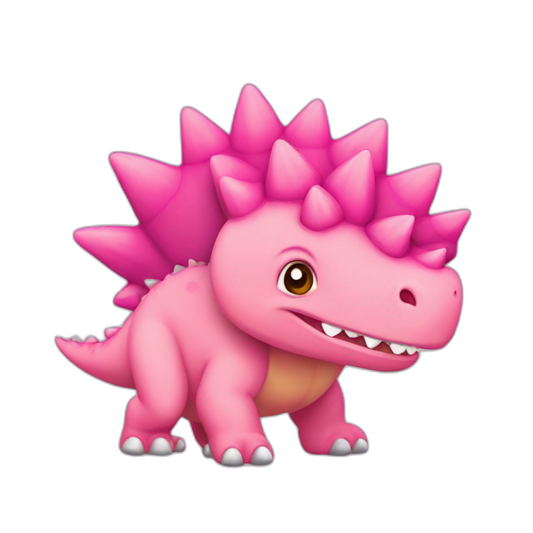 pink stegosaurus flat design and cute emoji