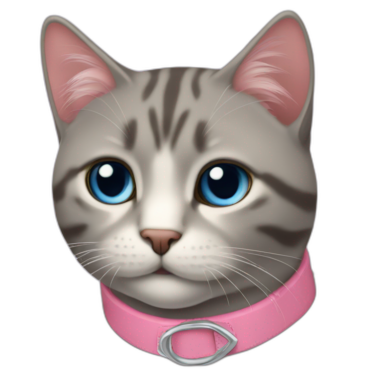 Gato azul ruso con collar rosa emoji