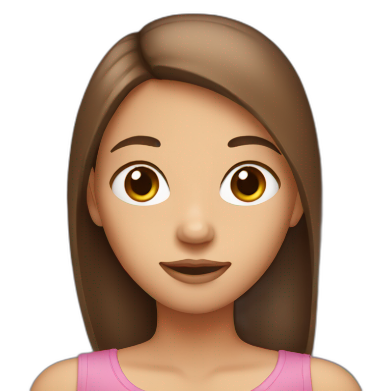 girl with straight long brown hair, brown eyes emoji