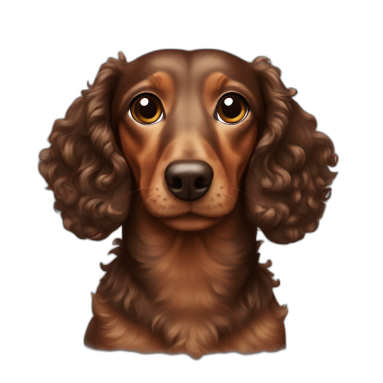 Brunette curly-haired dachshund emoji