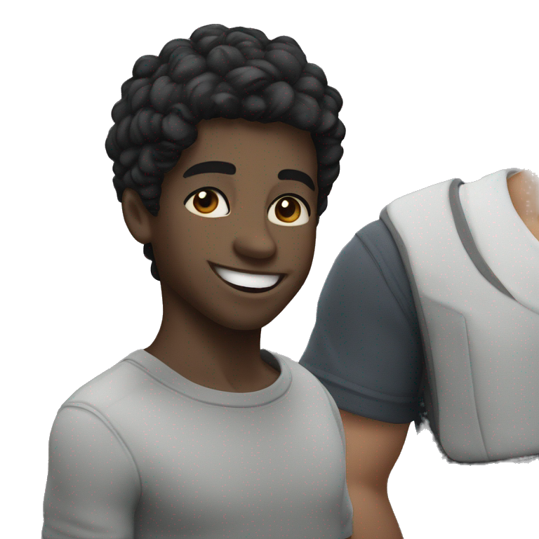 boy with black hair smiling emoji