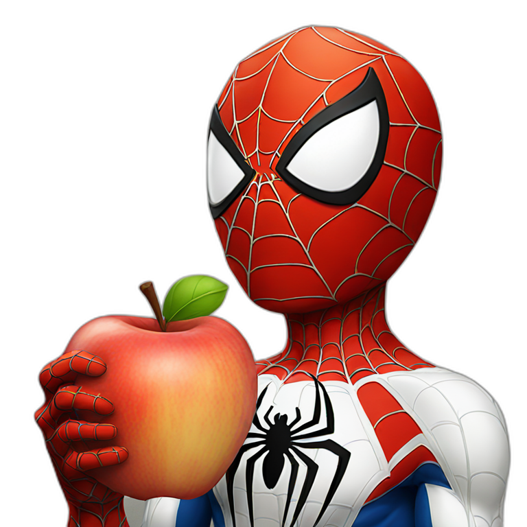 spiderman eating apple emoji