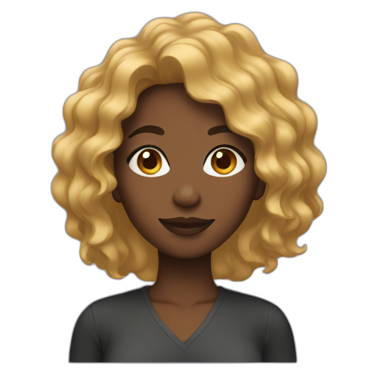 black woman with wavy hair emoji