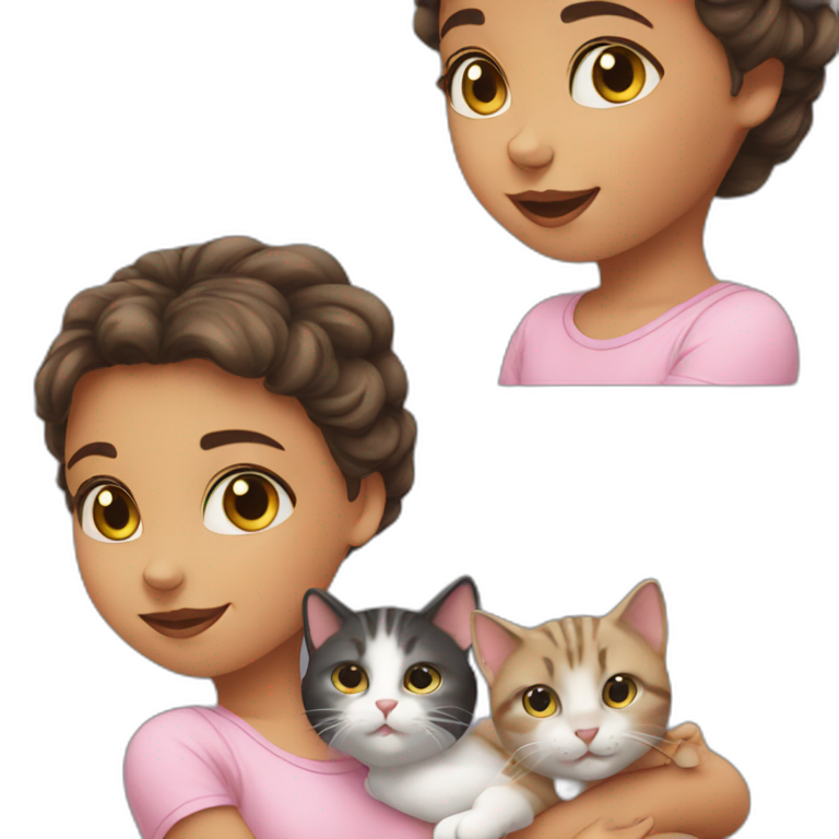 girl loving 3 baby cats emoji