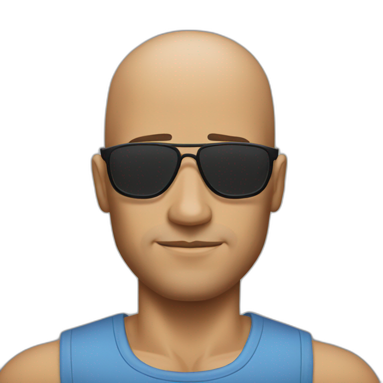 Bald muscular man with sunglasses emoji