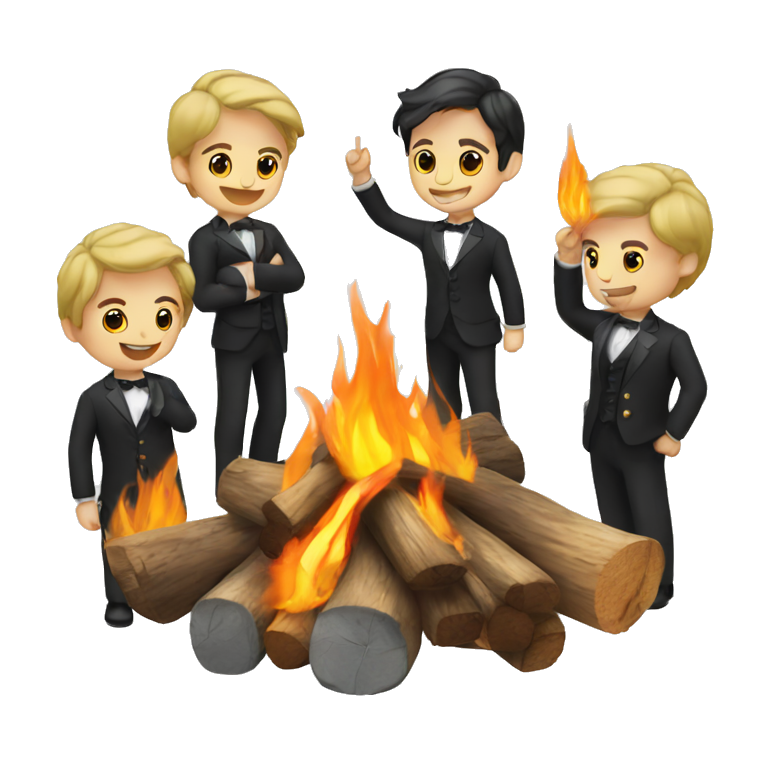Butlers around a campfire emoji