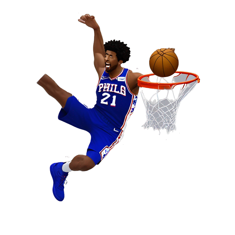 Joel embiid on the sixers dunked on by Josh hart emoji