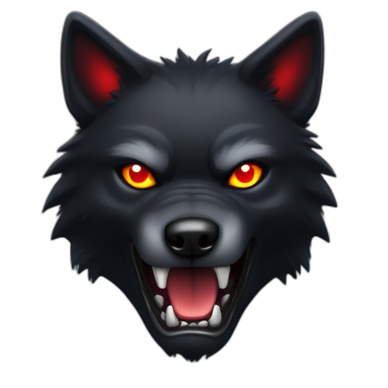 angry black wolf, red glowing eyes emoji