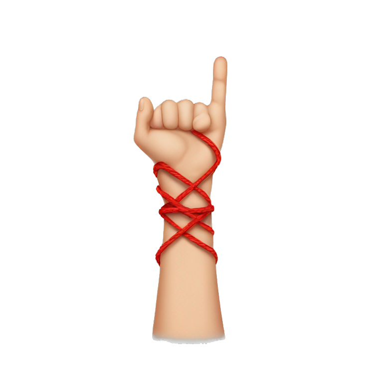 Red string tied around finger emoji