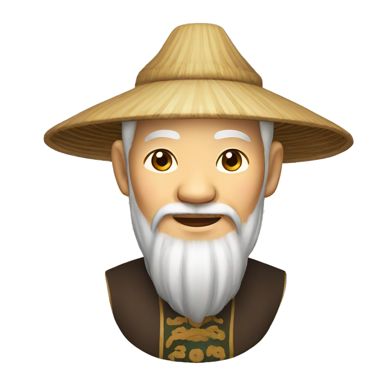Old Chinese man with traditional Chinese hat emoji