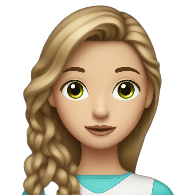girl, brown hair with blonde highlights, one blue eye and one green eye emoji